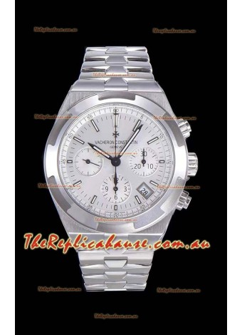 Vacheron Constantin Overseas Chronograph White Dial Swiss Replica Watch - Stainless Steel Strap
