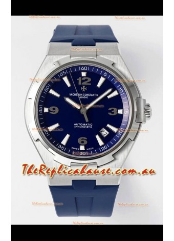 Vacheron Constantin Overseas 1:1 Mirror Swiss Replica Watch in Steel Blue Dial - Rubber Strap