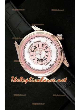 Mont Blanc Mechanique Horlogere Swiss Watch in Pink Gold White Dial
