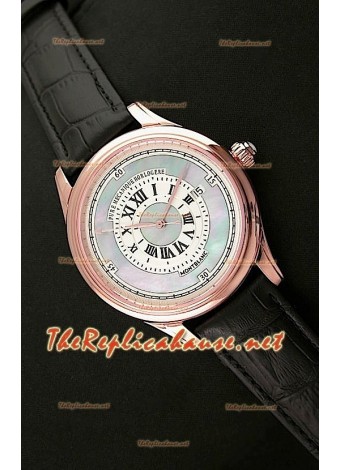 Mont Blanc Mechanique Horlogere Swiss Watch in Pink Gold Pearl Dial