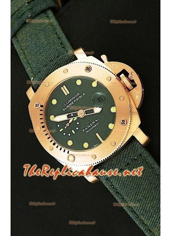 Panerai Luminor Submersible Rose Gold Watch in Green Dial - 47MM 