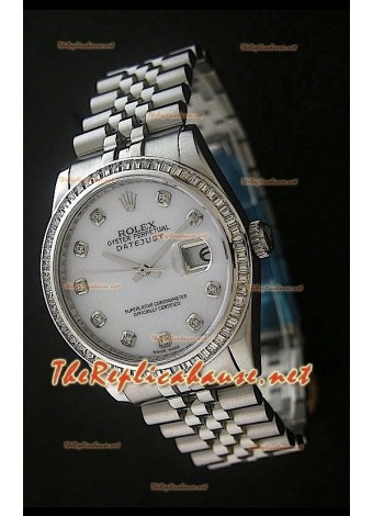 Rolex Datejust Swiss Replica Watch with White Dial
