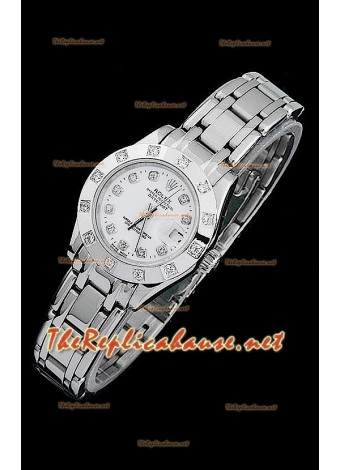 Rolex Datejust Ladies Swiss Replica Watch in White Dial in Diamonds Hour Markers