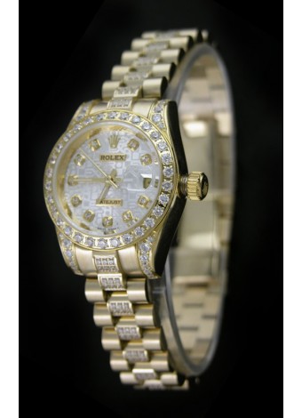 Replica Datejust Rolex Ladies Japanese Watch in Gold 