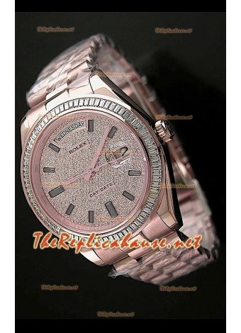 Rolex Day Date II Swiss Watch - 41MM in Rose Gold and Square Diamonds Bezel 