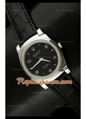Rolex Cellini Swiss Quartz Replica Watch in Black Dial
