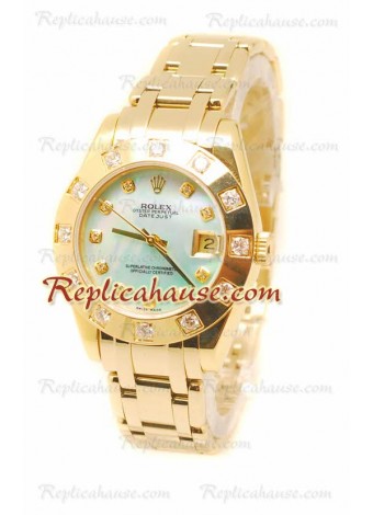 Pearlmaster Datejust Rolex Japanese Wristwatch in Yellow Gold and Pearl Dial - 34MM ROLX-20101320