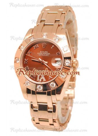 Datejust Rolex Japanese Wristwatch in Rose Gold and Brown Dial - 36MM ROLX-20101368