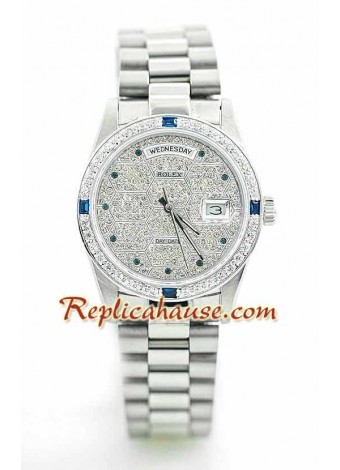 Rolex Day Date Silver - Diamond ROLX138