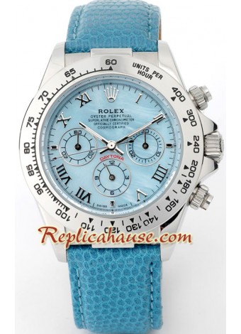 Rolex Daytona Blue Leather Mens Wristwatch ROLX208