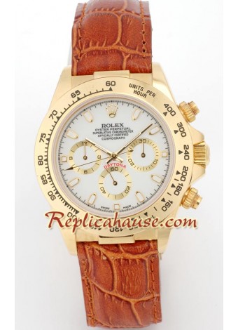 Rolex Daytona 18K Gold Wristwatch with Leather Strap ROLX213
