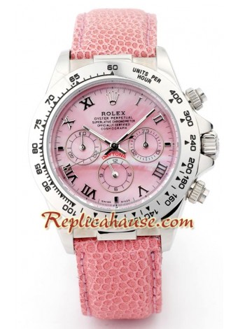 Rolex Daytona Pink Leather Mens Wristwatch ROLX207