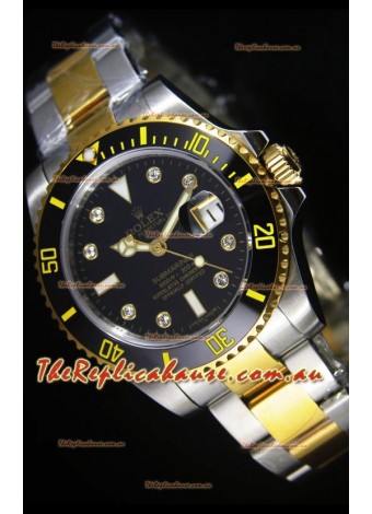 Rolex Submariner Swiss Watch in Black Dial Diamonds Hour Markers
