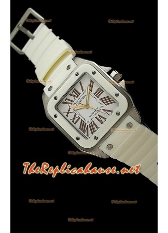 Cartier Santos 100 Swiss Replica Watch - 39MM - Cream Color