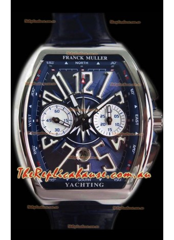 Franck Muller Vanguard Chronograph 904L Steel Blue Dial Swiss Timepiece 