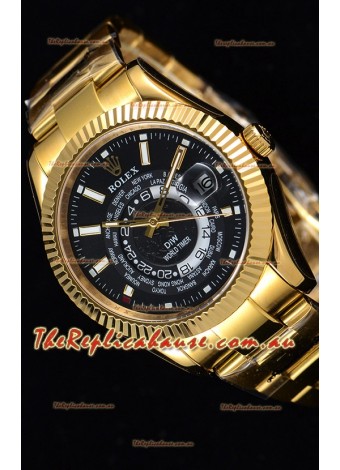 Rolex SkyDweller Swiss Timepiece in 18K Yellow Gold Case - DIW Edition Black Dial 
