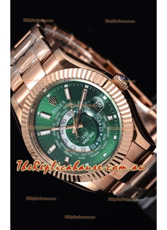 Rolex SkyDweller Swiss Timepiece in 18K Rose Gold Case - DIW Edition Green Dial 