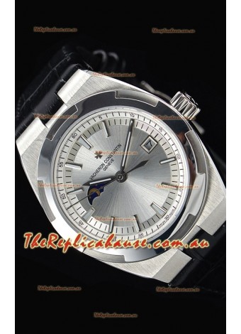 Vacheron Constantin Overseas MoonPhase Stainless Steel Swiss Timepiece in Black Strap