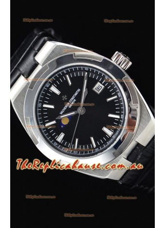 Vacheron Constantin Overseas MoonPhase Stainless Steel Swiss Timepiece in Black Dial