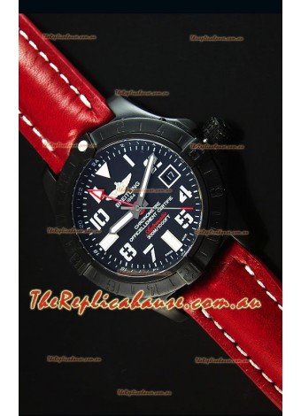 Breitling Chronometre GMT Black Dial Swiss Replica Timepiece in PVD Casing