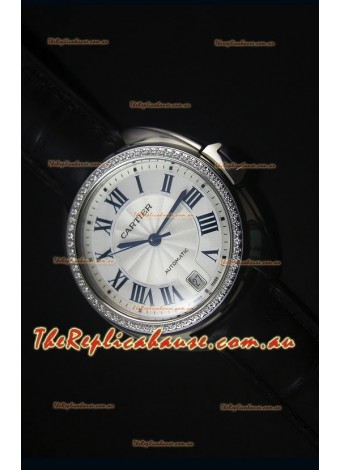 Cle De Cartier Timepiece 40MM Steel Case Diamonds Bezel - 1:1 Mirror Replica Timepiece