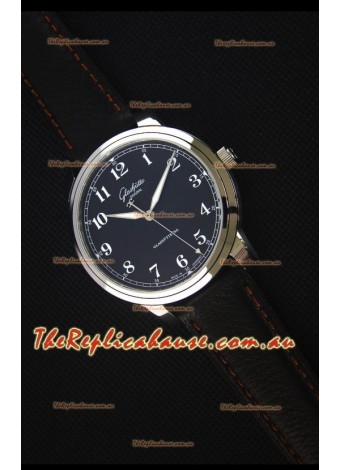 Glashuette Senator Excellence Black Dial Steel Case Swiss Replica Watch