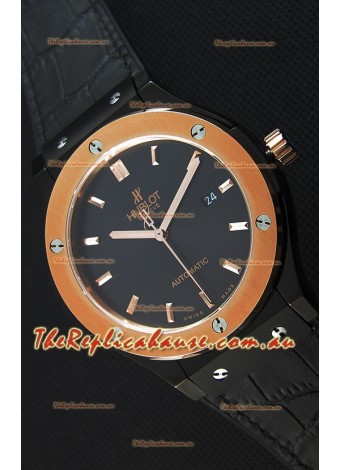 Hublot Classic Fusion Ceramic King Gold Black Dial Swiss Replica Watch - 1:1 Mirror Replica