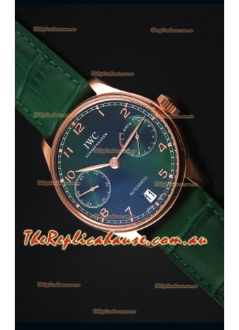 IWC Portugieser Swiss 1:1 Mirror Replica Timepiece Green Dial Rose Gold Case Timepiece