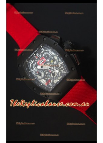 Richard Mille RM011 Filipe Massa PVD Swiss Replica Watch in Red Nylon Strap