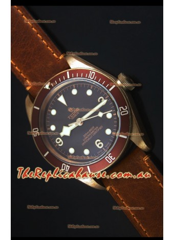 Tudor Heritage Bay Bronze Swiss Replica Timepiece with Leather Strap