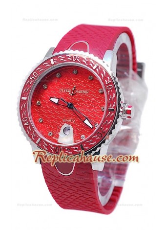 Ulysse Nardin Lady Diver Replica Watch in Red Dial