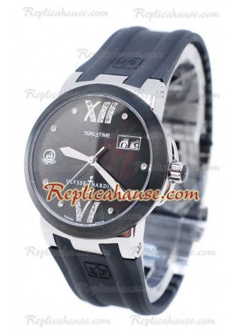 Ulysse Nardin Executive Dual Time Diamond Black Wristwatch ULYS-20101314