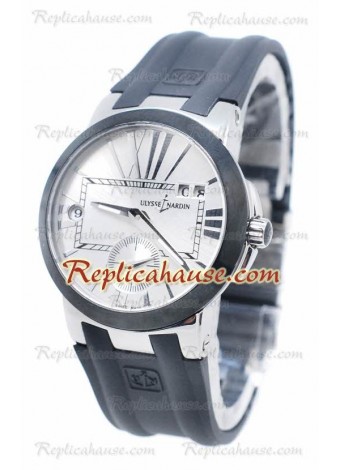 Ulysse Nardin Executive Dual Time Steel Black Rubber Wristwatch ULYS-20101315