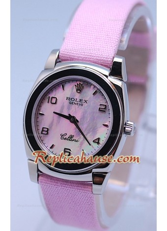 Rolex Cellini Cestello Ladies Swiss Watch All Pink Pearl Face