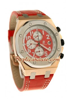 Audemars Piguet Royal Oak Offshore Swiss Quartz Wristwatch in Red Dial ADPGT50