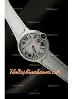 Ladies Ballon De Cartier Replica Watch in White Strap - 28MM
