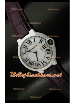 Ladies Ballon De Cartier Replica Watch in Purple Leather Strap - 28MM