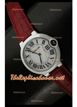 Ladies Ballon De Cartier Replica Watch in Brown Leather Strap - 28MM