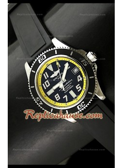 Breitling SuperOcean Swiss Watch in Black dial and Yellow Borders