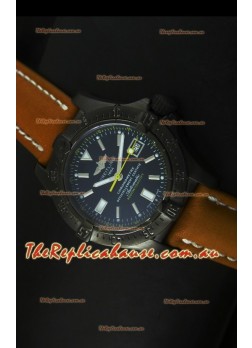 Breitling Seawolf PVD Coated Swiss Timepiece in Brown Strap
