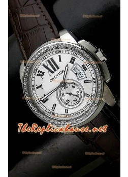 Calibre De Cartier Japanese Replica Watch in White Dial