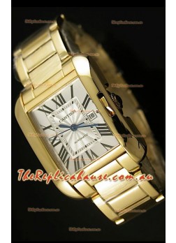Cartier Tank Anglaise Mid Sized Swiss Watch Yellow Gold - 1:1 Mirror Replica Watch