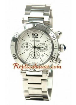 Cartier Pasha Seatimer Swiss Structure Japanese Quartz Movement Wristwatch CTR105