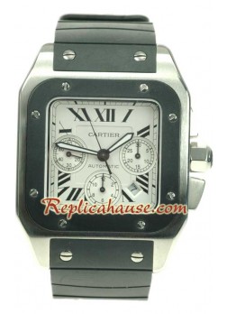 Cartier Santos 100 Swiss Chronograph Wristwatch - Rubber Strap CTR187