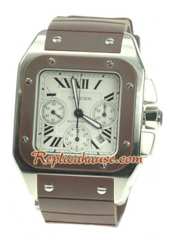 Cartier Santos 100 Swiss Chronograph Wristwatch - Rubber Strap CTR188