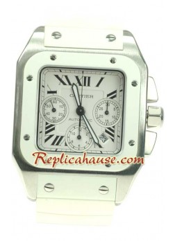 Cartier Santos 100 Swiss Chronograph Wristwatch - Rubber Strap CTR189