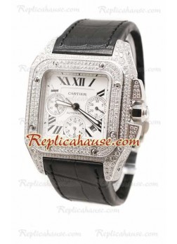 Cartier Santos 100 Diamond Swiss Wristwatch CTR164