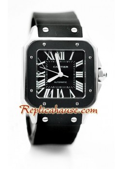 Cartier Santos 100 Rubber Strap Wristwatch CTR169
