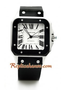 Cartier Santos 100 Rubber Strap Wristwatch CTR170