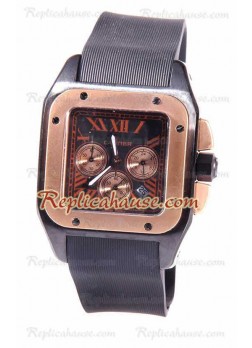 Cartier Santos 100 Carbon Chrono Japanese Wristwatch CTR181